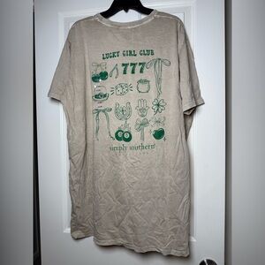 Simply Southern Lucky Girls Club Irish Washed Cream T-Shirt